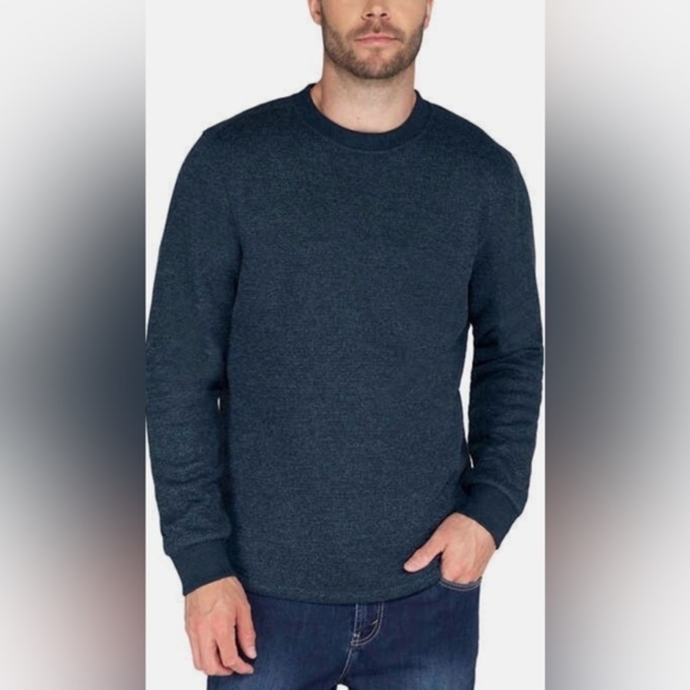 BC Clothing Men's Heritage Thermal Knit Long Sleeve Pullover Blue